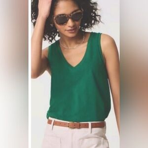 J. Crew Sleeveless V-neck Blouse Emerald Green Size Zero